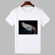 Load image into Gallery viewer, 2019 Sexy Flowers Feather Print Harajuku T shirt Women Fashion Tshirt O-neck Short Sleeve T-shirt White Tops Female Clothing