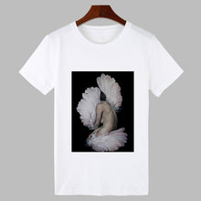 Load image into Gallery viewer, 2019 Sexy Flowers Feather Print Harajuku T shirt Women Fashion Tshirt O-neck Short Sleeve T-shirt White Tops Female Clothing