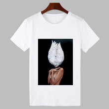 Load image into Gallery viewer, 2019 Sexy Flowers Feather Print Harajuku T shirt Women Fashion Tshirt O-neck Short Sleeve T-shirt White Tops Female Clothing