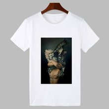 Load image into Gallery viewer, 2019 Sexy Flowers Feather Print Harajuku T shirt Women Fashion Tshirt O-neck Short Sleeve T-shirt White Tops Female Clothing