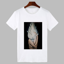 Load image into Gallery viewer, 2019 Sexy Flowers Feather Print Harajuku T shirt Women Fashion Tshirt O-neck Short Sleeve T-shirt White Tops Female Clothing