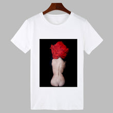 Load image into Gallery viewer, 2019 Sexy Flowers Feather Print Harajuku T shirt Women Fashion Tshirt O-neck Short Sleeve T-shirt White Tops Female Clothing