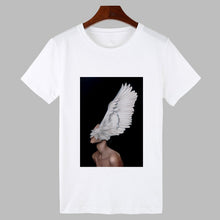 Load image into Gallery viewer, 2019 Sexy Flowers Feather Print Harajuku T shirt Women Fashion Tshirt O-neck Short Sleeve T-shirt White Tops Female Clothing