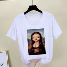 Load image into Gallery viewer, Mona Lisa T shirt Women spoof personality fashion Tshirt summer 2019 Harajuku aesthetics Short Sleeve White Tops Female T-shirt