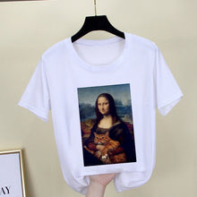 Load image into Gallery viewer, Mona Lisa T shirt Women spoof personality fashion Tshirt summer 2019 Harajuku aesthetics Short Sleeve White Tops Female T-shirt
