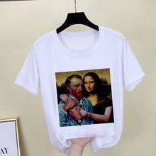 Load image into Gallery viewer, Mona Lisa T shirt Women spoof personality fashion Tshirt summer 2019 Harajuku aesthetics Short Sleeve White Tops Female T-shirt