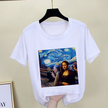 Load image into Gallery viewer, Mona Lisa T shirt Women spoof personality fashion Tshirt summer 2019 Harajuku aesthetics Short Sleeve White Tops Female T-shirt