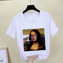 Load image into Gallery viewer, Mona Lisa T shirt Women spoof personality fashion Tshirt summer 2019 Harajuku aesthetics Short Sleeve White Tops Female T-shirt