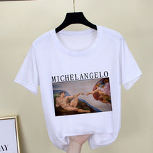 Load image into Gallery viewer, Mona Lisa T shirt Women spoof personality fashion Tshirt summer 2019 Harajuku aesthetics Short Sleeve White Tops Female T-shirt