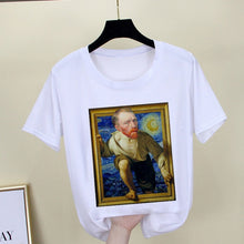 Load image into Gallery viewer, Mona Lisa T shirt Women spoof personality fashion Tshirt summer 2019 Harajuku aesthetics Short Sleeve White Tops Female T-shirt