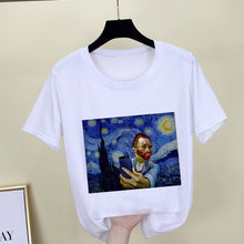 Load image into Gallery viewer, Mona Lisa T shirt Women spoof personality fashion Tshirt summer 2019 Harajuku aesthetics Short Sleeve White Tops Female T-shirt