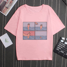 Load image into Gallery viewer, My Depression My Brain My Anxiety Letter Print Pink T Shirt Spoof Personality Vogue New Harajuku Casual Loose Women Top Clothing