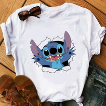 Load image into Gallery viewer, Women's Fashion T-Shirt Lilo Stitch Harajuku Kawaii Tshirts Lovely Cartoon Female Printed Casual T Shirt Cute  Casual Tops