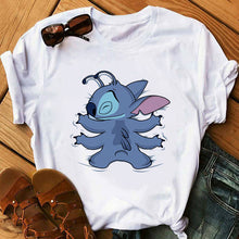 Load image into Gallery viewer, Women's Fashion T-Shirt Lilo Stitch Harajuku Kawaii Tshirts Lovely Cartoon Female Printed Casual T Shirt Cute  Casual Tops