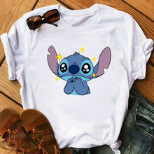 Load image into Gallery viewer, Women's Fashion T-Shirt Lilo Stitch Harajuku Kawaii Tshirts Lovely Cartoon Female Printed Casual T Shirt Cute  Casual Tops
