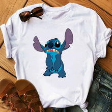 Load image into Gallery viewer, Women's Fashion T-Shirt Lilo Stitch Harajuku Kawaii Tshirts Lovely Cartoon Female Printed Casual T Shirt Cute  Casual Tops