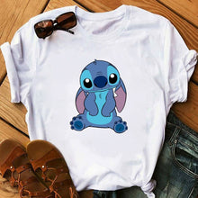 Load image into Gallery viewer, Women's Fashion T-Shirt Lilo Stitch Harajuku Kawaii Tshirts Lovely Cartoon Female Printed Casual T Shirt Cute  Casual Tops