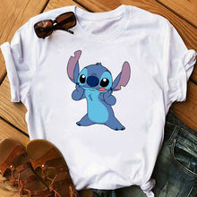 Load image into Gallery viewer, Women's Fashion T-Shirt Lilo Stitch Harajuku Kawaii Tshirts Lovely Cartoon Female Printed Casual T Shirt Cute  Casual Tops