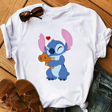 Load image into Gallery viewer, Women's Fashion T-Shirt Lilo Stitch Harajuku Kawaii Tshirts Lovely Cartoon Female Printed Casual T Shirt Cute  Casual Tops