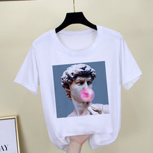 Load image into Gallery viewer, Mona Lisa T shirt Women spoof personality fashion Tshirt summer 2019 Harajuku aesthetics Short Sleeve White Tops Female T-shirt
