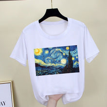 Load image into Gallery viewer, Mona Lisa T shirt Women spoof personality fashion Tshirt summer 2019 Harajuku aesthetics Short Sleeve White Tops Female T-shirt